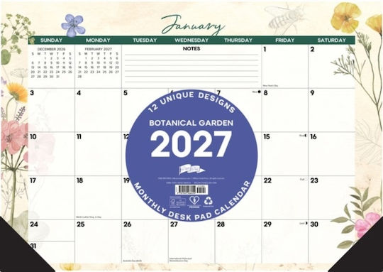 Botanical Garden 2027 17" X 12" Monthly Deskpad - Willow Creek Press - Paperback