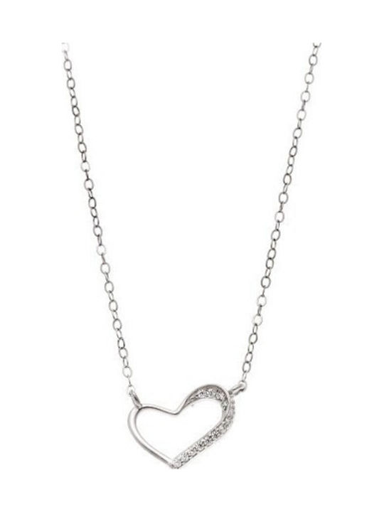 Senza Necklace With Heart Design In Silver
