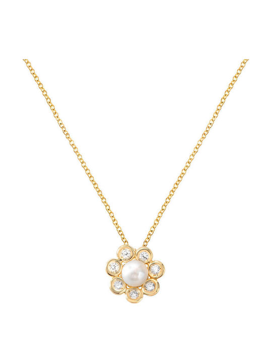 Ekan Ekan Halskette mit Blumenmuster mit Perlen & Diamanten