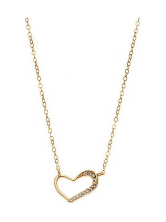 Senza Necklace With Heart Design In Gold Plated Silver