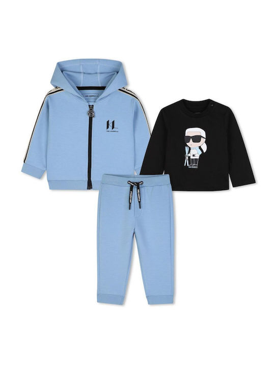 Kids Sweatpants Set With Jacket With Top Light Blue
