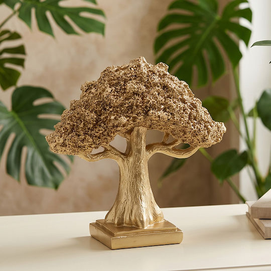 Polyresin Tischdekoration 20x10x19 cm Baum Gold Keskor 72352