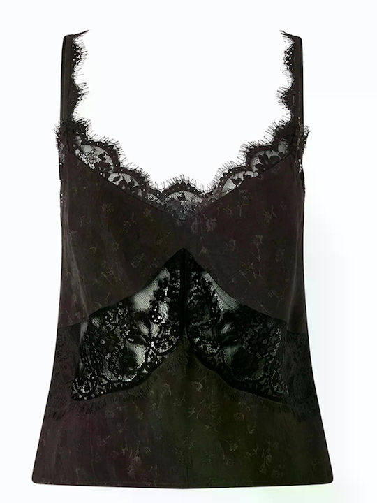 Bluza Damă Lingerie Top Floral Cu Dantelă Maro