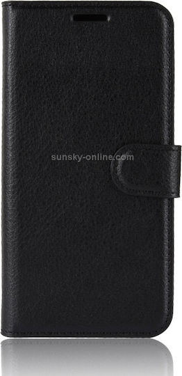Leder Handyhülle Litchi Textur Horizontal Flip Huawei Ehre 8X Kartenfächer Brieftasche Rahmen Fotografie Schwarz