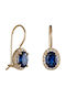 Vergoldete Hängende Ohrringe aus 14K Gold mit Blauen Steinen