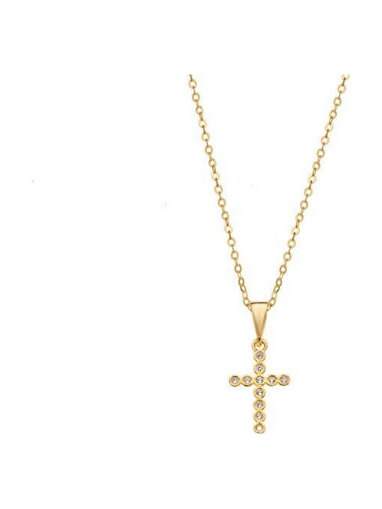 Senza Women's Cross from Gold Plated Silver Wit...