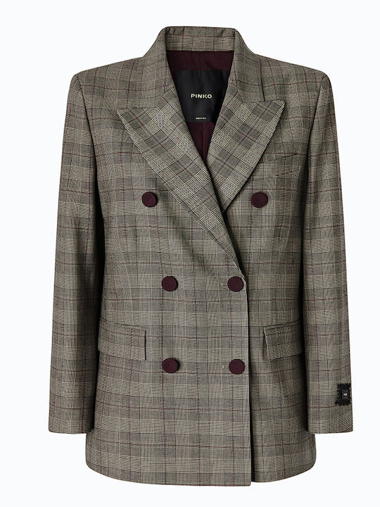Pinko Long Women's Double Breasted Beige Blazer