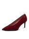Leder Pumps mit Mittlerem Absatz Burgundisch