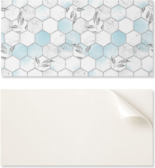 Vinyl Panel Decoration Kitchen Or Bathroom 100x50 Cm Hexagonal Design Leaves