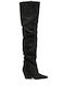 Wildleder Damenstiefel mit Hohem Absatz Schwarz