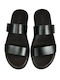 Leder Herrensandalen in Schwarz Farbe