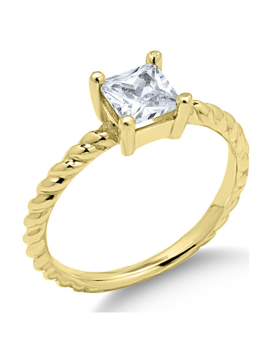Ortaxidis Inel Din Aur 14 Carate Cu Zircon