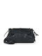 Leder Damen Schultertasche Schwarz
