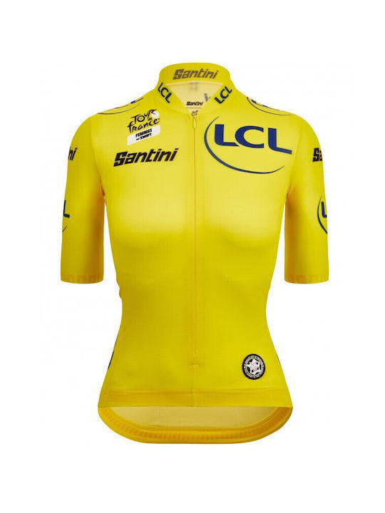Santini Tricou De Ciclism Pentru Femei Cu Mâneci Scurte Galben
