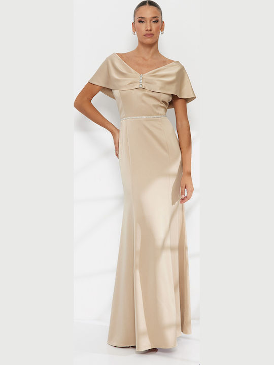 RichgirlBoudoir Rochie Maxi de Seara Drapată Aurie