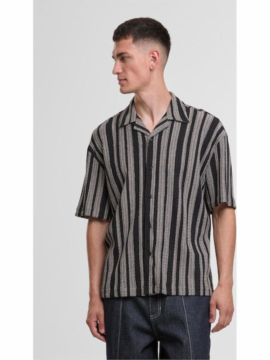 Short Sleeve Striped Black White Shirt