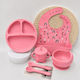 Emporio Collection Baby- und Kinder-Essgeschirr aus Silikon mit Rutschfester Basis Rosa 6 Stück