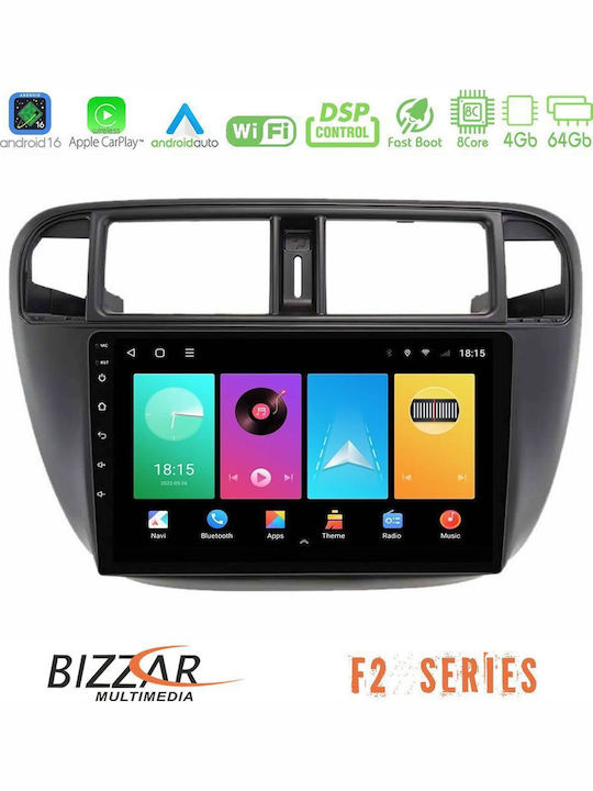 Bizzar Sistem Audio Auto pentru Honda Civic 1995-2001 Bluetooth USB Wi-Fi GPS Apple CarPlay Android Auto cu Ecran Tactil 9"