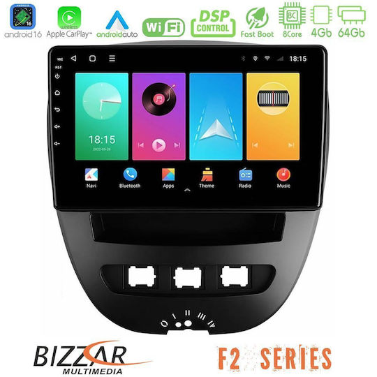 Bizzar Ηχοσύστημα Αυτοκινήτου για Peugeot 107 Toyota Aygo Citroen C1 (Bluetooth/USB/WiFi/GPS/Apple-Carplay/Android-Auto) με Οθόνη Αφής 10"