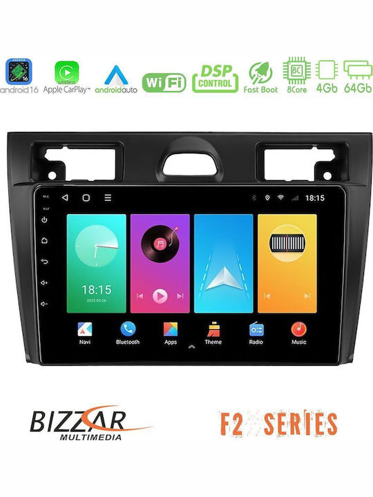 Bizzar Auto-Audiosystem für Ford Fiesta / Fusion 2025-2026 mit Touchscreen 9" Bluetooth USB Eingebautes Wi-Fi GPS Apple CarPlay Android Auto