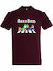 T-shirt Unisex " Mario Bros Super Mario Characters On Abbey Road " Burgundy