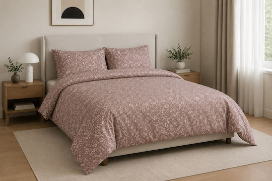 Lunora Подредба Чаршафи За Двойно Легло 240x260см Lunora Flowers Розови 4 Бройки
