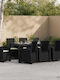 Set Sala De Mese Pentru Exterior 9 Piese Vidaxl Cu Perne