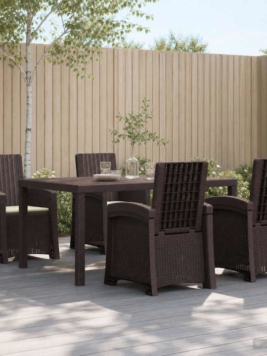 Garden & Outdoor Furniture Set 5 Pieces Brown a...