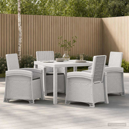 Garten- und Outdoor-Möbelset 5 Stück Weiß und Anthrazit mit Kissen