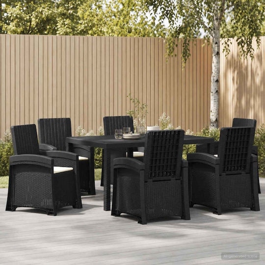 Garten- und Outdoor-Möbelsets 7 Stück Anthrazit und Creme mit Kissen