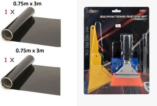 Car Window Sun Protection Film 60% Matte Dark Black 300x75cm 5pcs