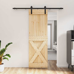Vidaxl Συρόμενη Πόρτα Φυσικό Μαύρο 70 X 210 Cm