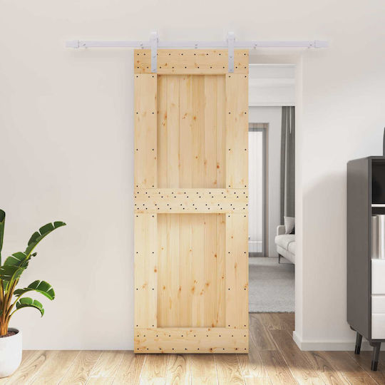 Vidaxl Συρόμενη Πόρτα Φυσικό Λευκό 80 X 210 Cm