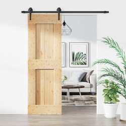 Vidaxl Συρόμενη Πόρτα Φυσικό Μαύρο 70 X 210 Cm