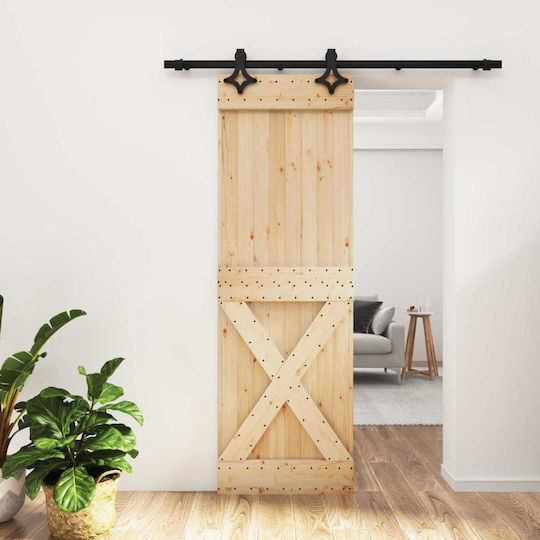 Vidaxl Συρόμενη Πόρτα Φυσικό Μαύρο 70 X 210 Cm