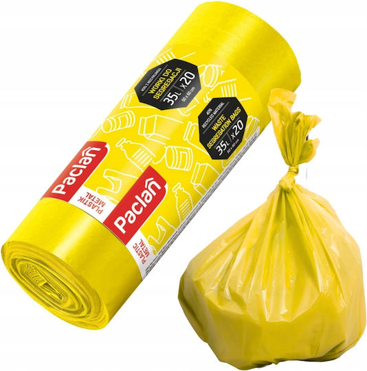 Paclan Müllsäcke Kapazität 35lt 60x50cm 20 Stück Gelbe