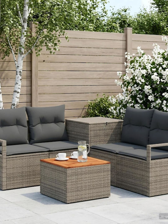 Set Cameră De Zi Exterior 6 Piese Gri Cu Perne