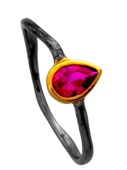 Bizoutaki Women's Ring with Stones from Gold Pl...