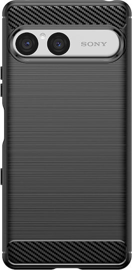 Avizar Silikon Handyhülle Xperia 10 Vii A Carbon-Effekt Gebürstete Oberfläche Schwarz