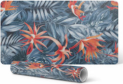 Decorative Desk Rug Exotic Leaves Flowers 90x45 Cm