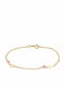 Senzio Belibasakis Kids Bracelet Chain Made of 9K Gold with Heart Stones & Cross