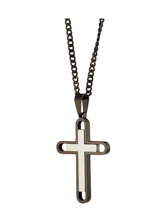 Bode Crucifix Negru Pentru Bărbați Din Oțel Cu Lanț