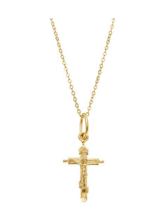 Senza Women's Cross with Crucified from Gold Pl...