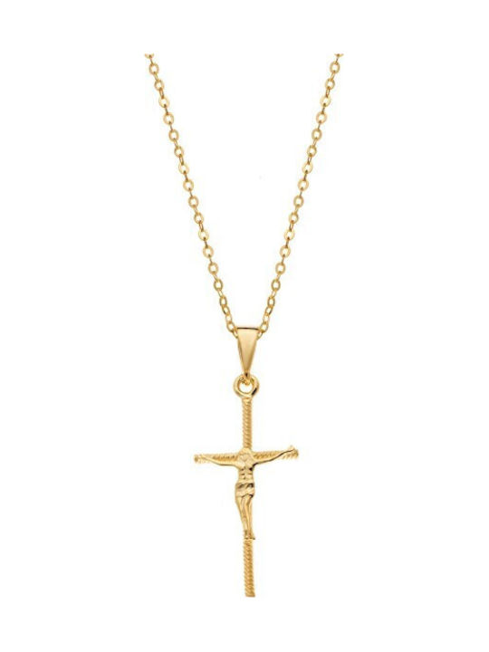 Senza Women's Cross with Crucified in Gold Plat...