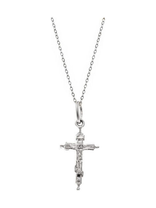 Senza Women's Cross with Crucified in Silver