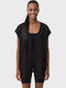 Damen Sommer Leinen Ärmellose Bluse Schwarz