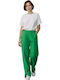 Women's Linen Pantaloons with Rubber Band in Loose Fit Green