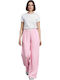 Damen Leinenhose mit Gummiband in Lose Passform Rosa