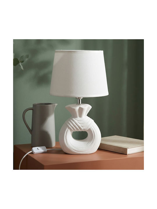 Keskor Ceramic Table Lamp for E27 Socket with White Shade and Base
