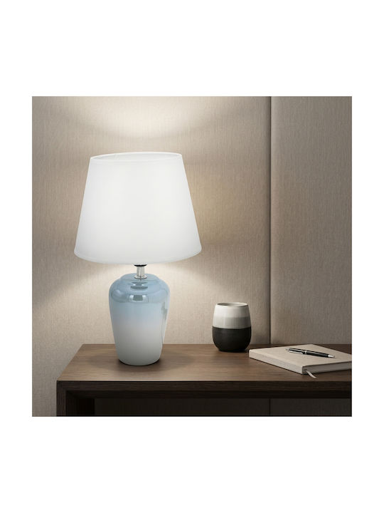 Keskor Ceramic Table Lamp for E27 Socket with Light Blue Shade and Base